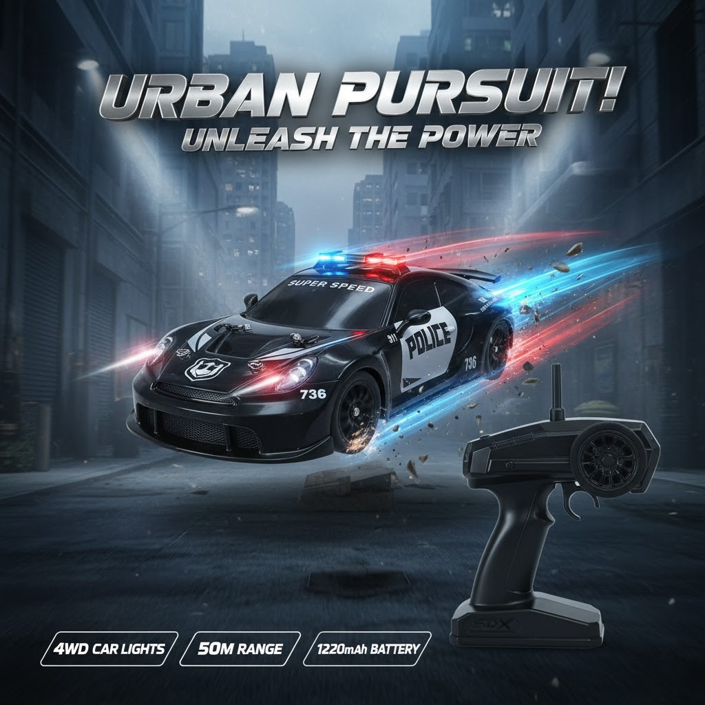 سيارة شرطة سباق بالريموت 4WD | 4WD RC Police Racing Car